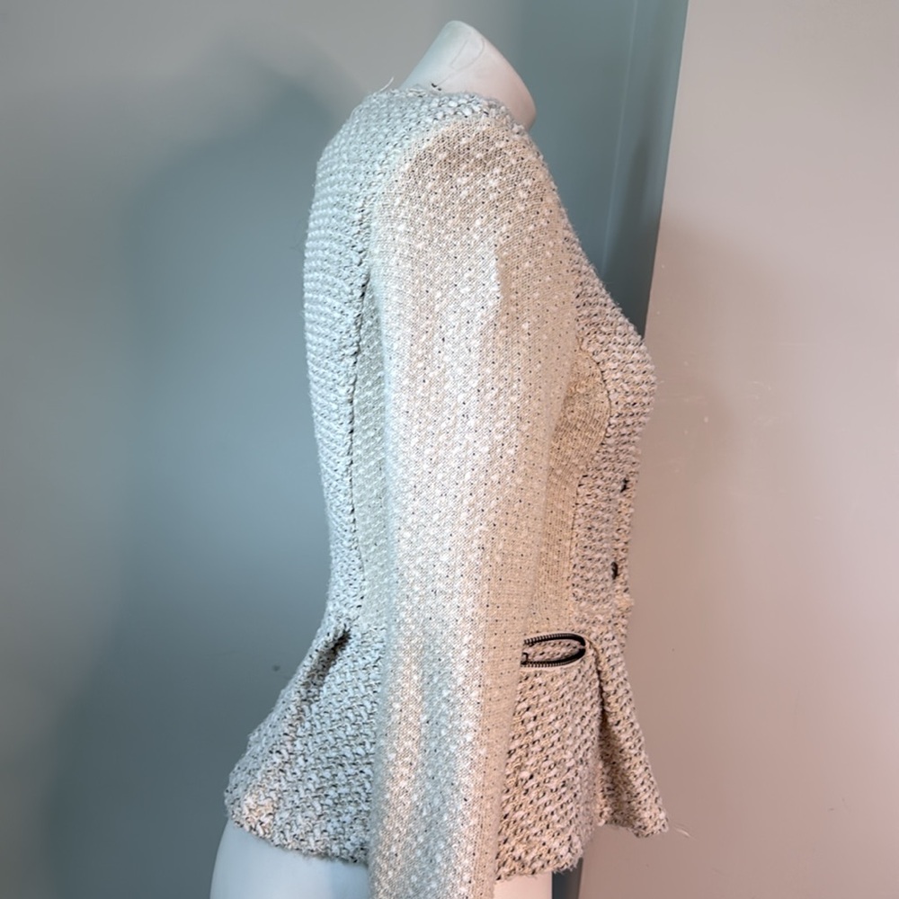 Anthropologie Cartonnier Boucle Knit Snap Peplum Cardigan Jacket small - Picture 5 of 9